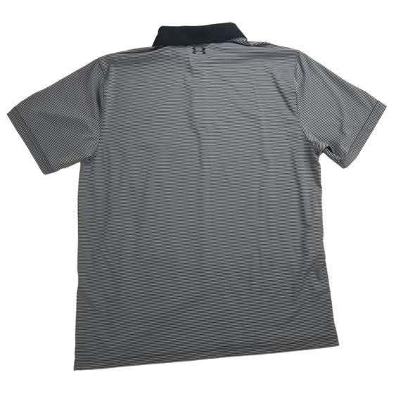 Under Armour Mens Polo Shirt Short Sleeves Striped Loose Heat Gear Black Size XL - Picture 6 of 16